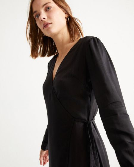 Robe cache-coeur noire en tencel - camille black, Thinking Mu, photo 3