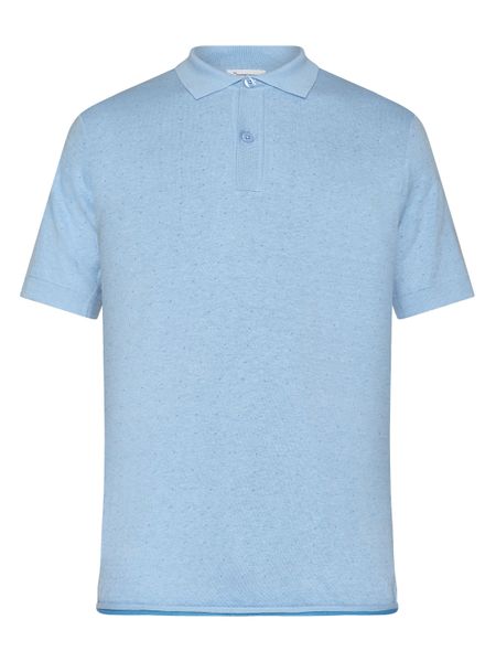 Polo en coton bio et en laine | bleu "regular double layer knitted polo dusk blue", Knowledge Cotton Apparel, photo 5