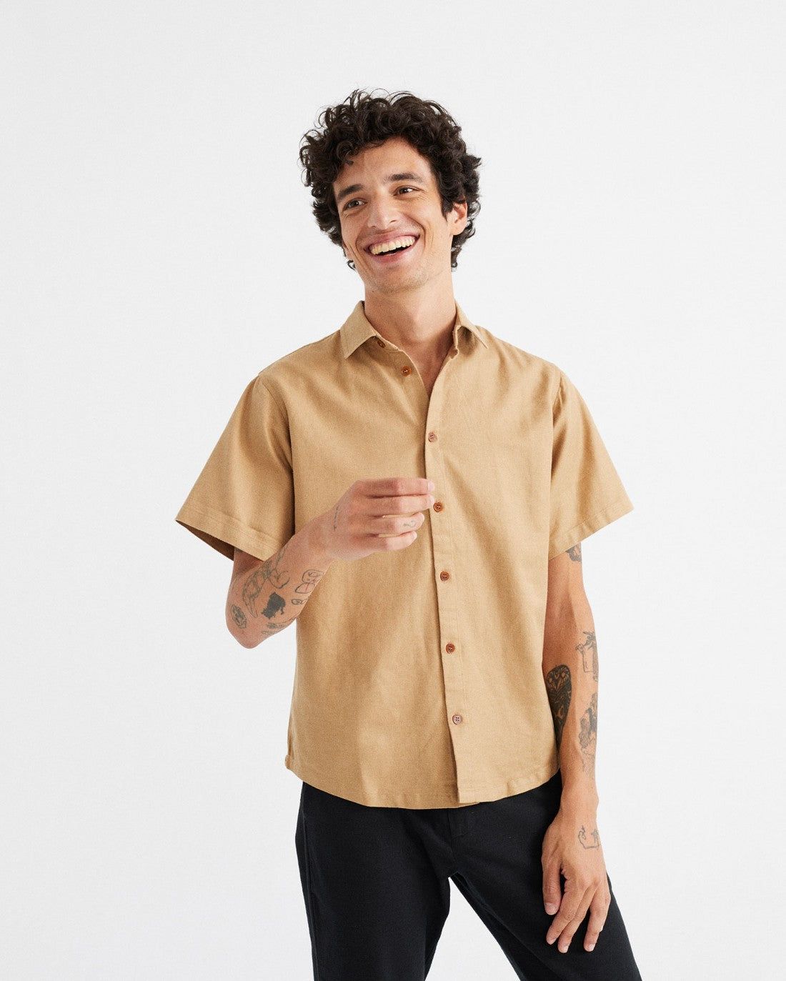Chemisette camel en chanvre, coton bio et tencel, Thinking Mu, photo 1