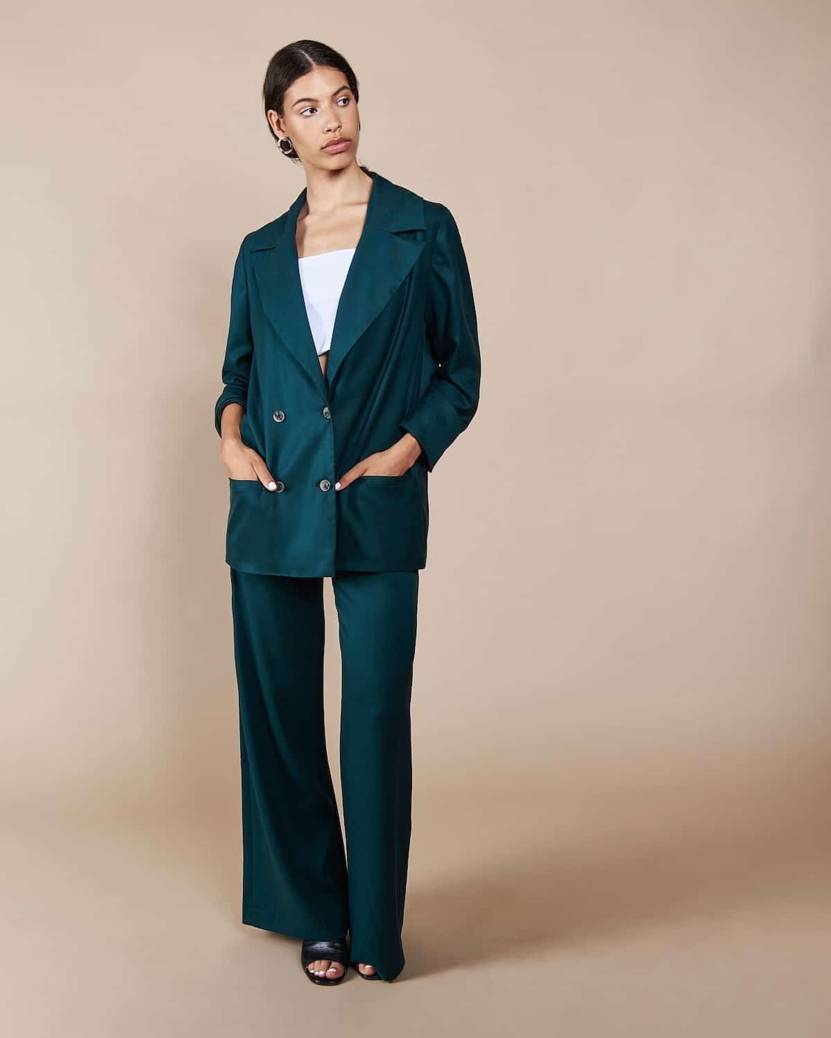 Pantalon large vert émeraude en tencel - arouca, Jan'n June, photo 3