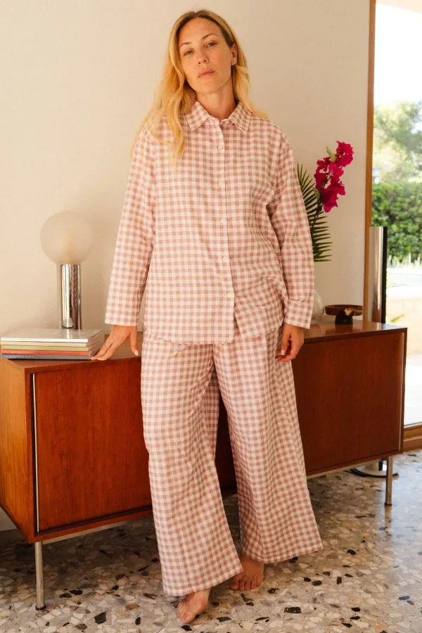 Pyjama long flanelle coton bio | vichy rose, We Are Jolies