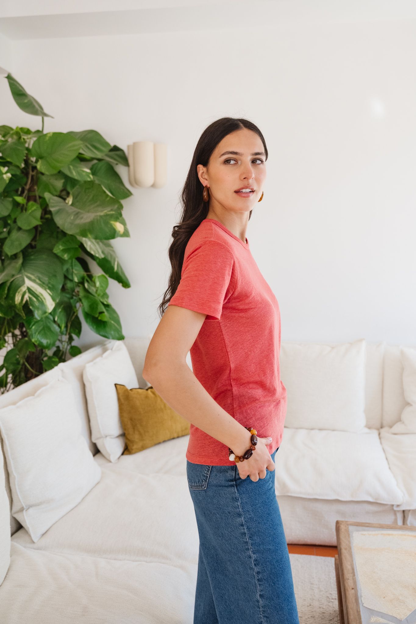 T-shirt lin upcyclé | corail, WeDressFair, photo 6