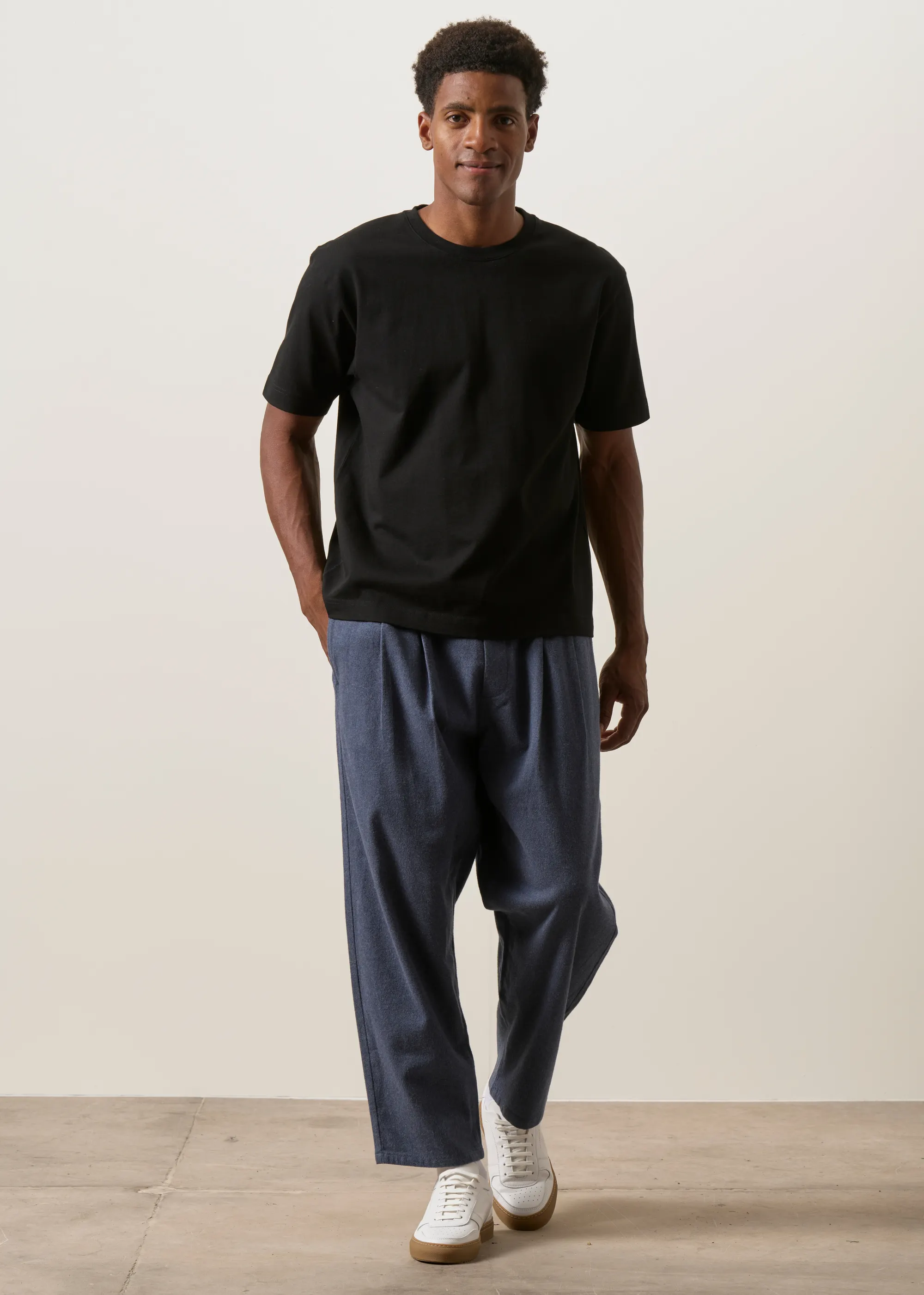 Pantalon ample flanelle en coton bio | bleu "ozone relaxed flannel pant - vintage indigo", Knowledge Cotton Apparel, photo 6