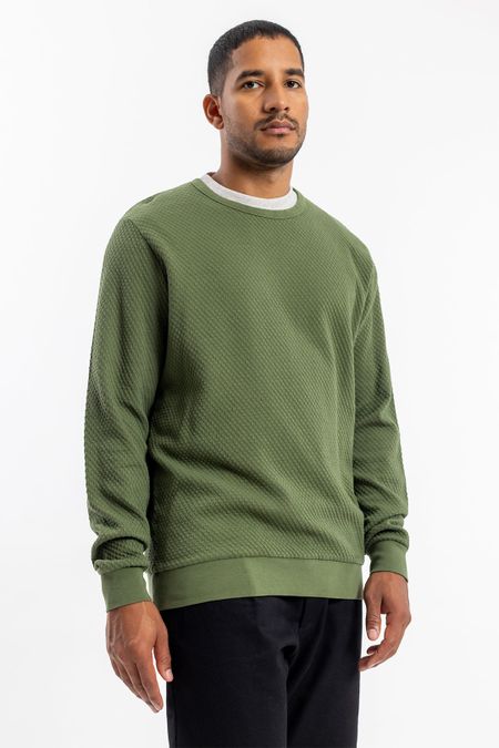 Pull texturé en coton bio | vert "waffle sweatshirt forest green"
