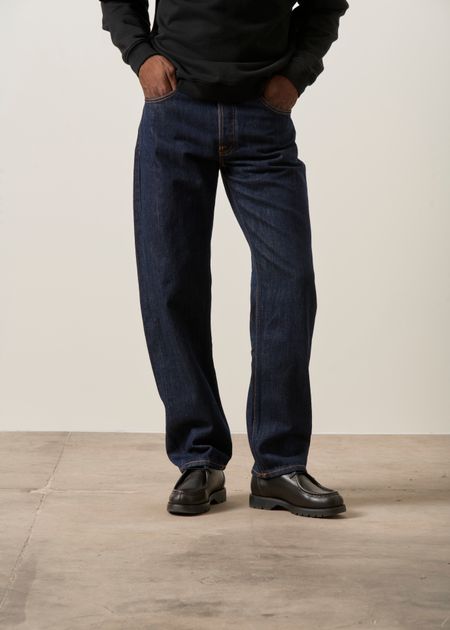 Jean droit large en coton bio  brut "rad rufus blue one wash" - Nudie Jeans