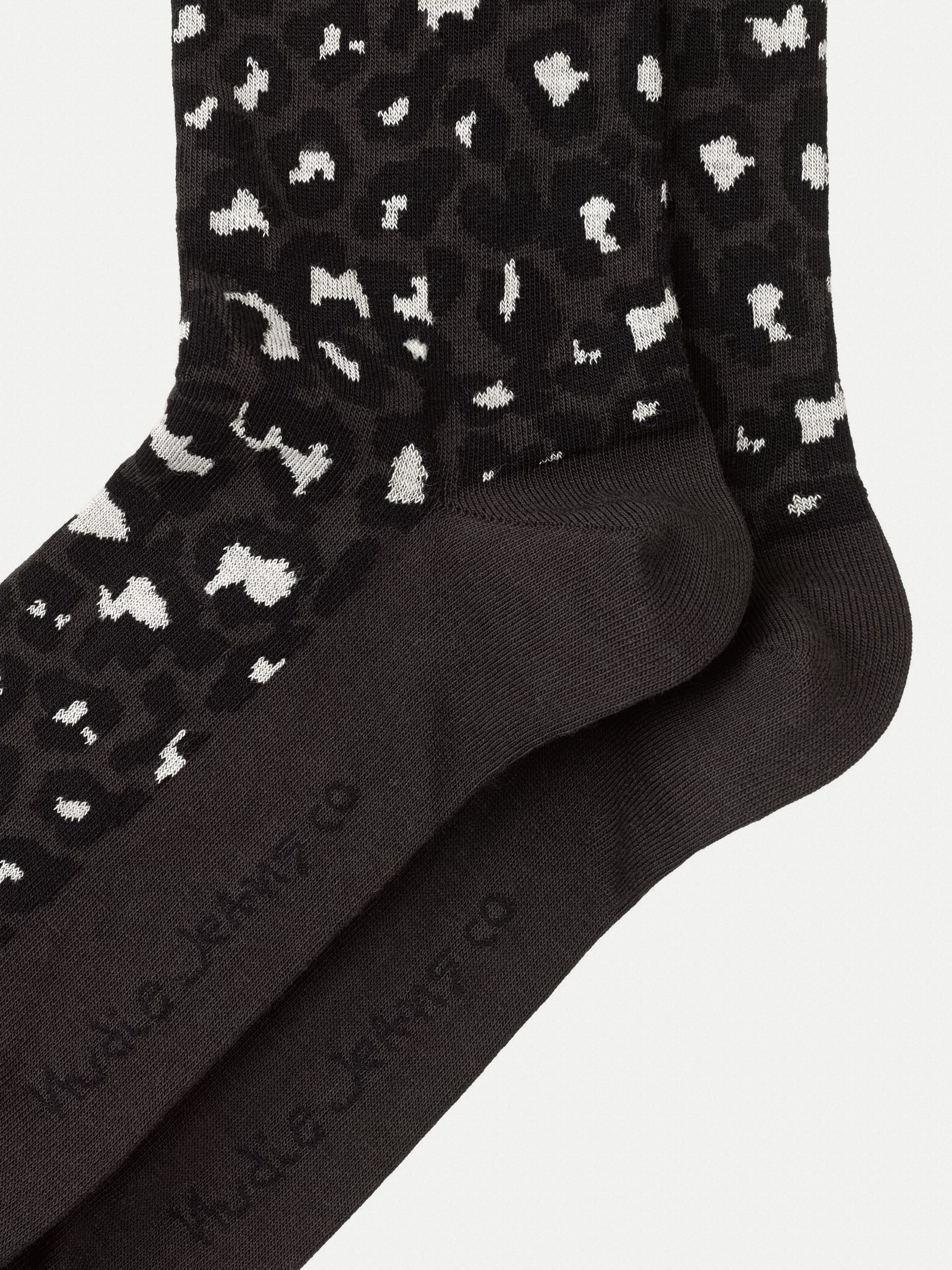 Chaussette haute noir léopard - olsson leopard black, Nudie Jeans, photo 2