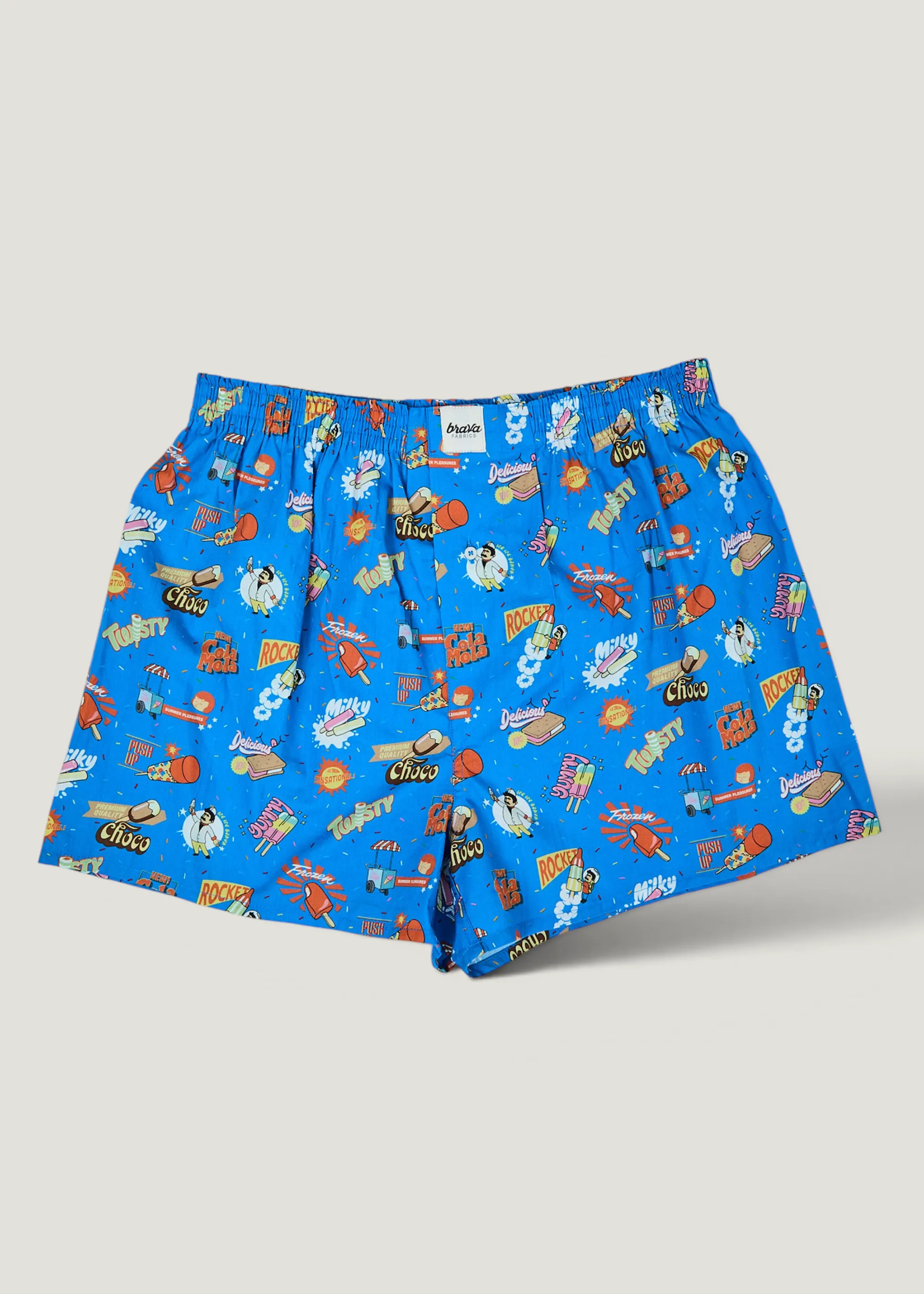Caleçon à imprimés en coton bio | bleu "Summer ice cream boxer - blue", Brava Fabrics, photo 1