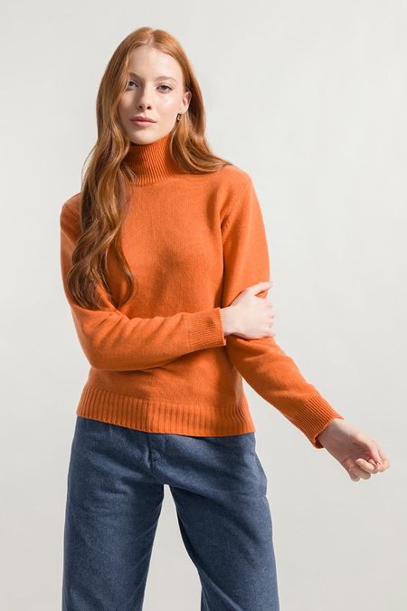 Pull col roulé en cachemire recyclé | orange "maglia ada arancio becco d'oca"