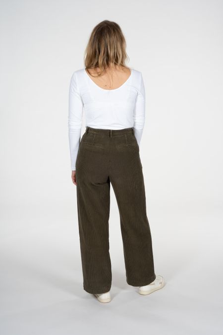 Pantalon ample kaki velours côtelé en coton bio - posey forrest night, Knowledge Cotton Apparel, photo 6