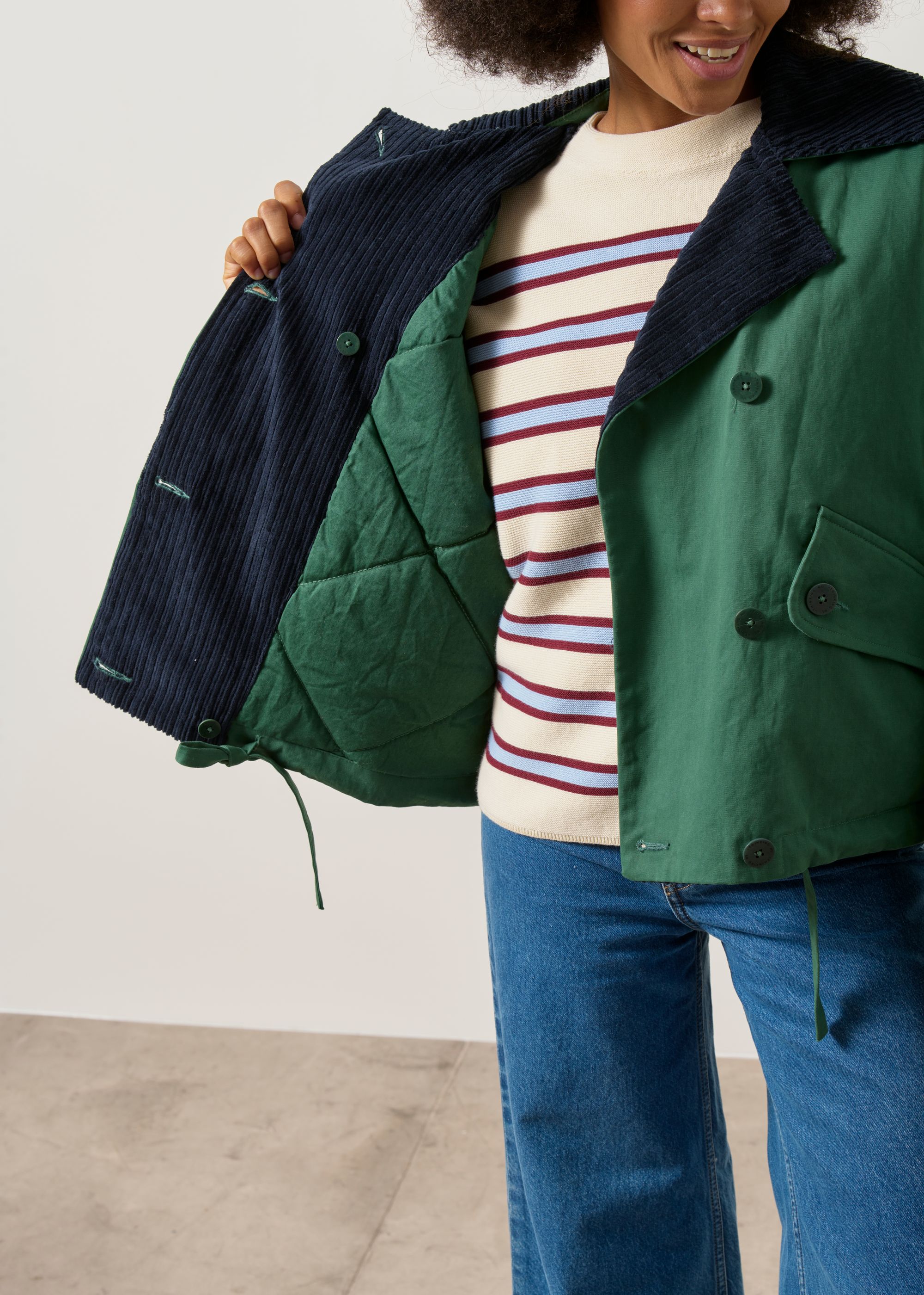 Veste en coton bio | vert "Dark green and navy norma jacket", Thinking Mu, photo 5