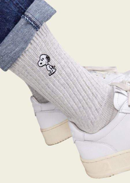 Socken aus Bio-Baumwolle | Grau "peanuts snoopy cream"", Brava Fabrics, Foto 2