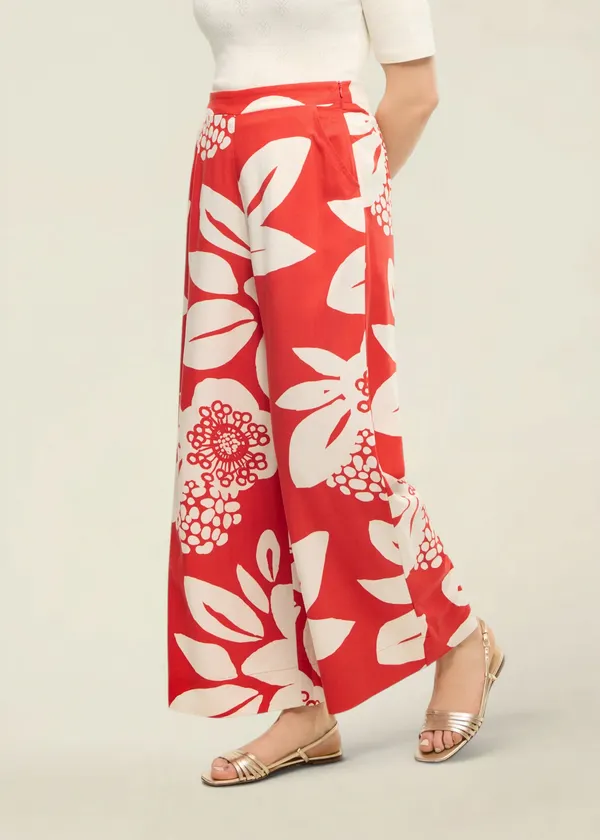 Pantalon fluide en ecovero | rouge "Boho breeze culotte trousers", Mademoiselle Yéyé