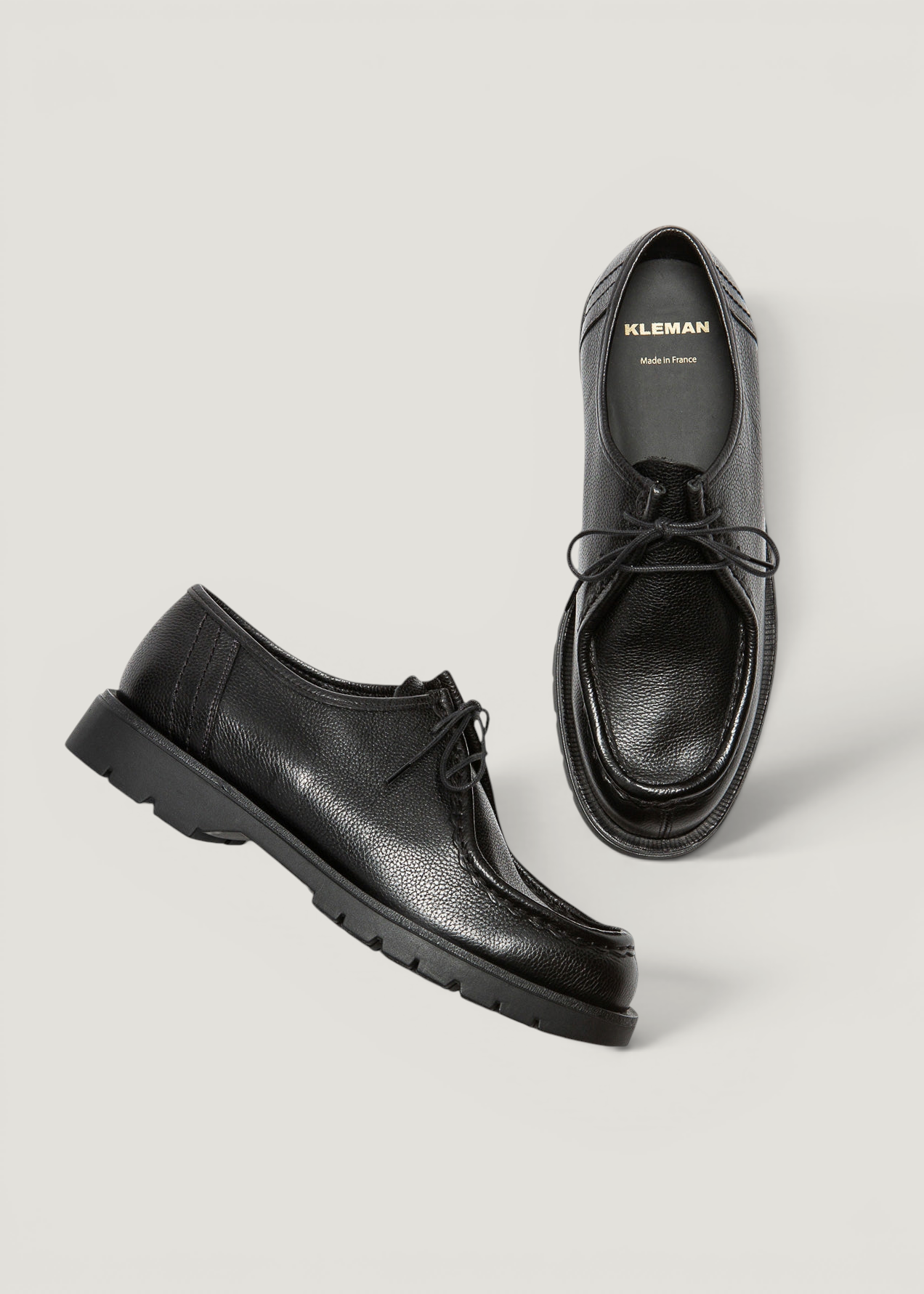 Derbies made in france en cuir grainé tannage végétal | noir "padror g vgt", Kleman, photo 3