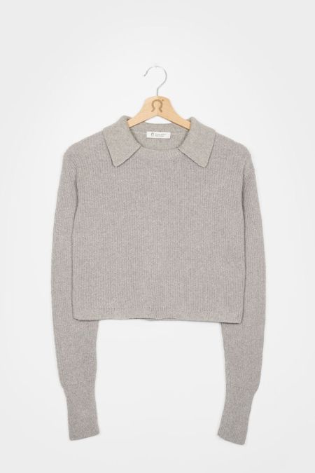 Pullover mit Hemdkragen aus recycelter Baumwolle | Grau "maglia olivia grigio ghiaccio", Rifò, Foto 4