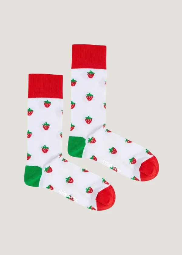 Chaussettes en coton bio | blanc "strawberry pop", Dilly socks