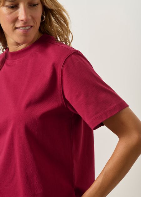 T-shirt boxy en coton bio | framboise  - WeDressFair