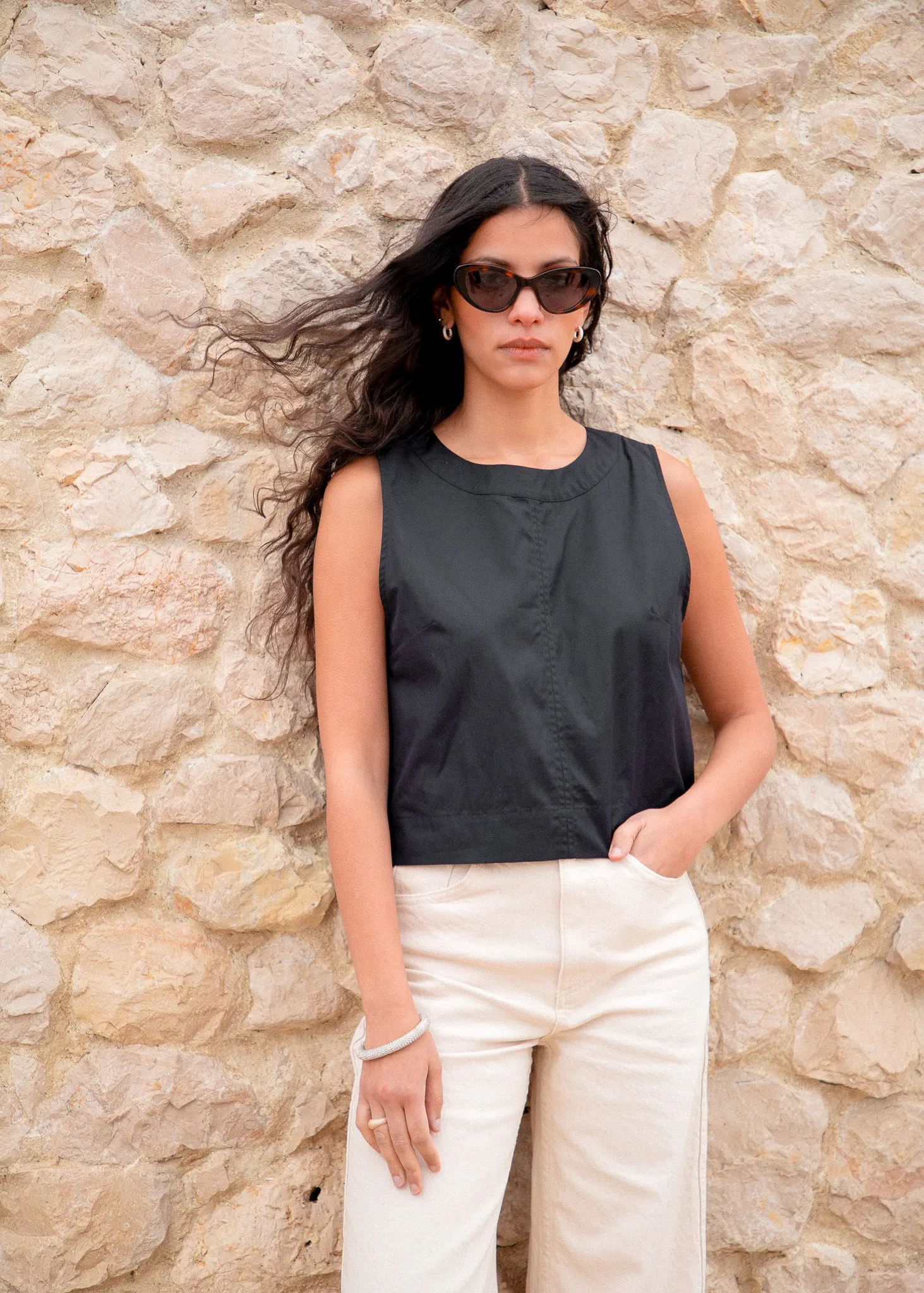 Top maya noir en coton bio, Bonjour Demain, photo 1