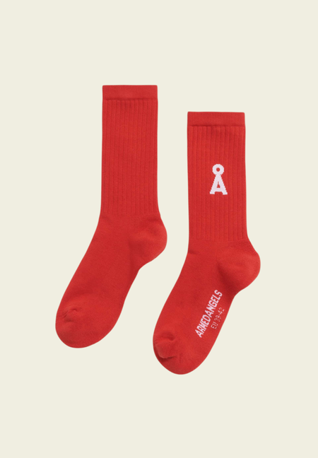 Chaussettes en coton biologique | rouge "saamus bold - coral blush" - Armedangels
