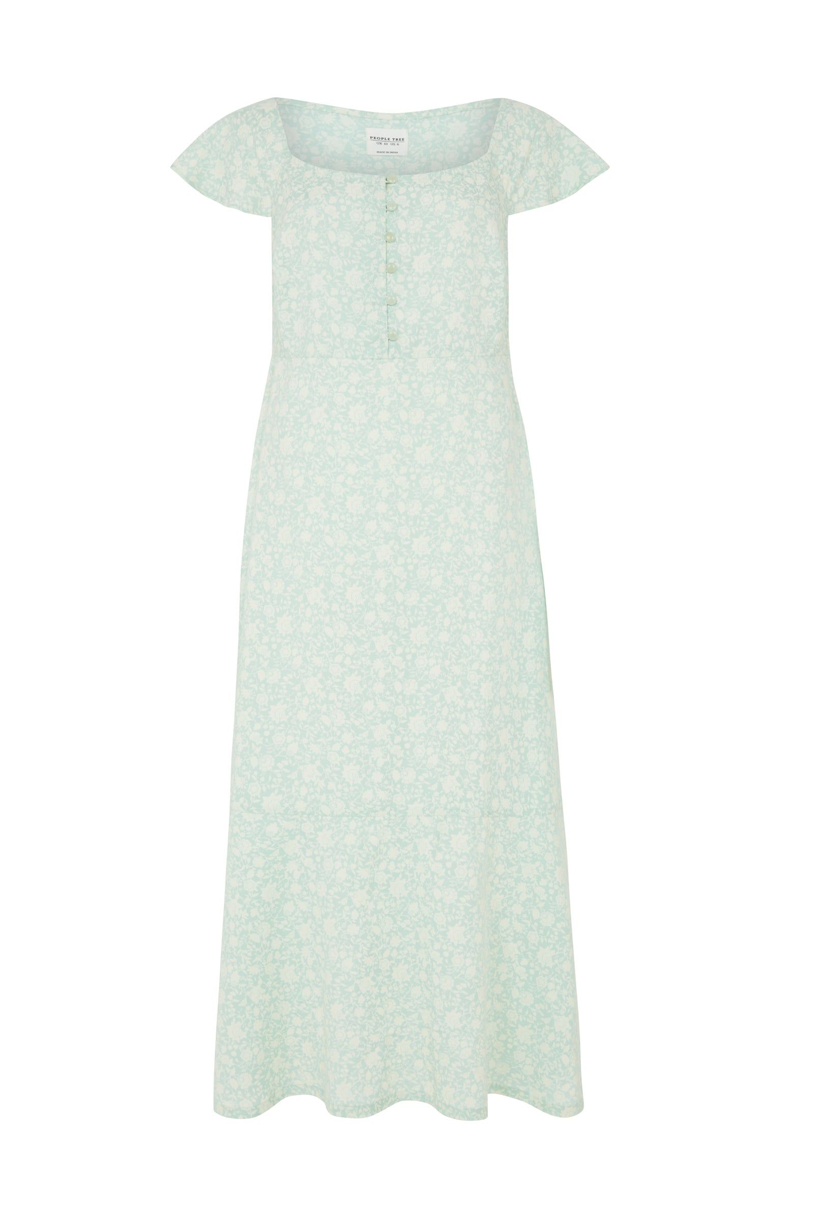 Robe longue vert menthe fleurie en tencel - pippa, People Tree, photo 6