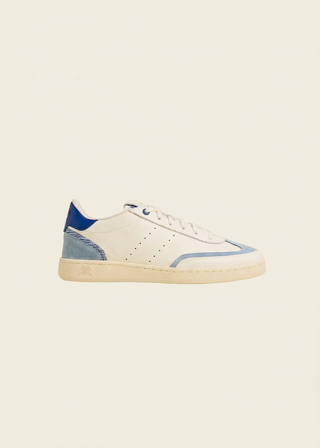 Baskets en cuir certifié | blanc bleu "Ha long daybreak blue" - N'go shoes