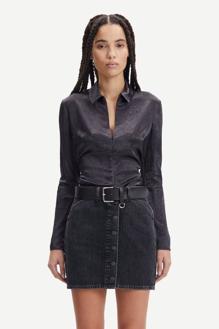 Jupe en jean noire en coton bio - norma skirt black blizzard, Samsoe Samsoe, photo 3