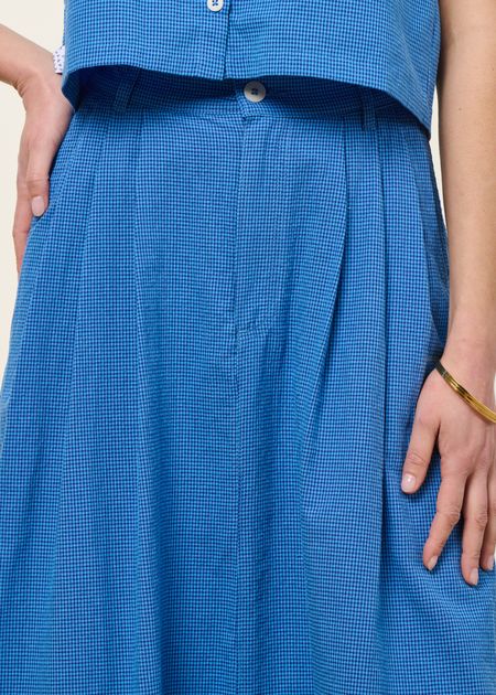 Langer Rock aus Bio-Baumwolle und recycelten Materialien | Blau "checks midi skirt blue", Brava Fabrics, Foto 3