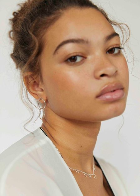 Boucles d'oreilles en argent recyclé - double linked stud, Wild fawn, photo 3