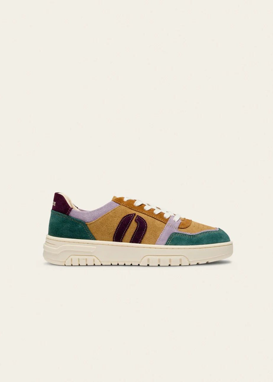 Baskets basse en cuir certifié lwg | multicolore "baskets basses nora - vert-lilas-beige", Odaje ex M.Moustache, photo 2