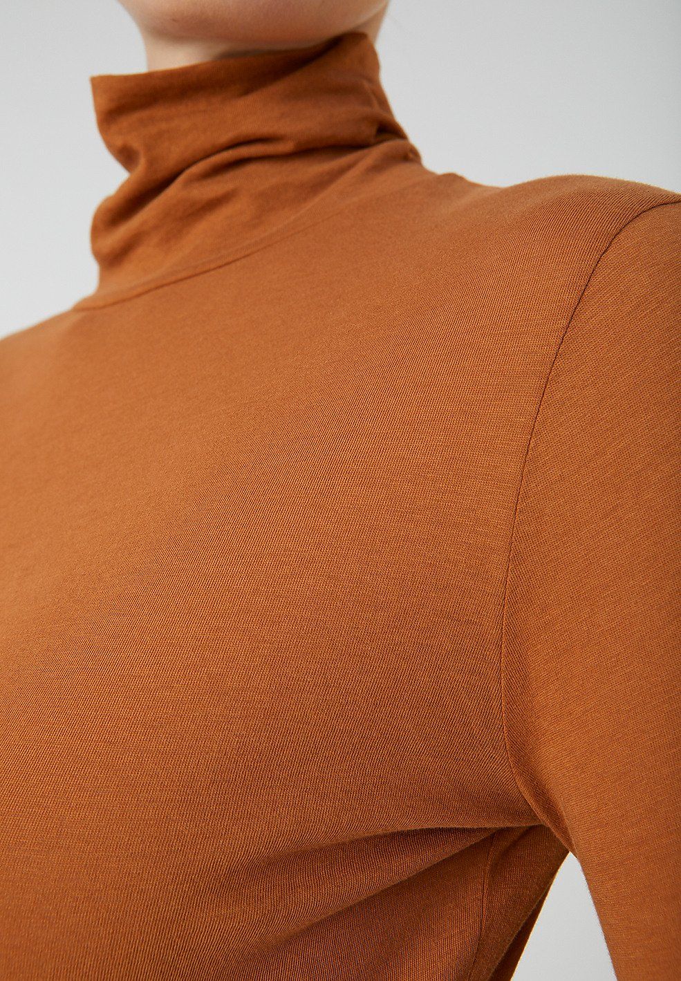 T-shirt manches longues col roulé marron en coton bio - malenaa, Armedangels, photo 4