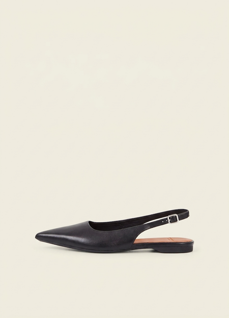 Ballerine en cuir certifié | noir "hermine noir"
