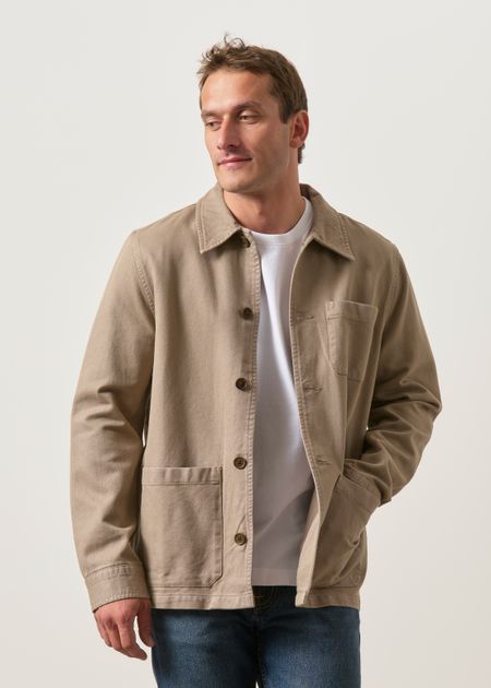 Veste de travail en coton bio | taupe "Barney worker jacket - mud", Nudie Jeans