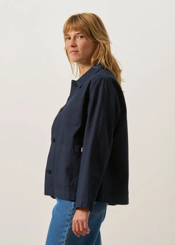 Veste en coton bio | bleu "Lovis jacket back sateen - indigo", Nudie Jeans