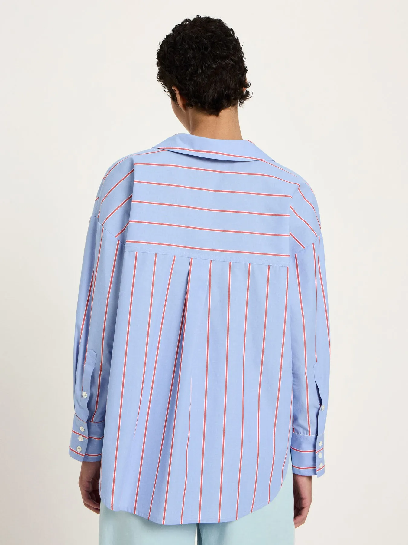 Chemise en coton bio | rayé bleu et rouge "streifenhemd - blue/ lava red", Lanius, photo 4