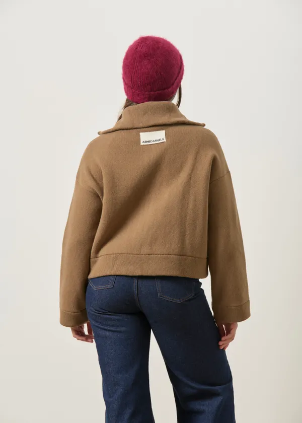 Veste en coton et laine bio | marron "cotton-wool knit jacket | amberwood", Armedangels
