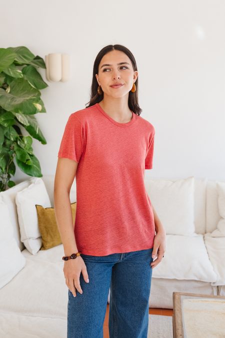 T-shirt lin upcyclé | corail - WeDressFair