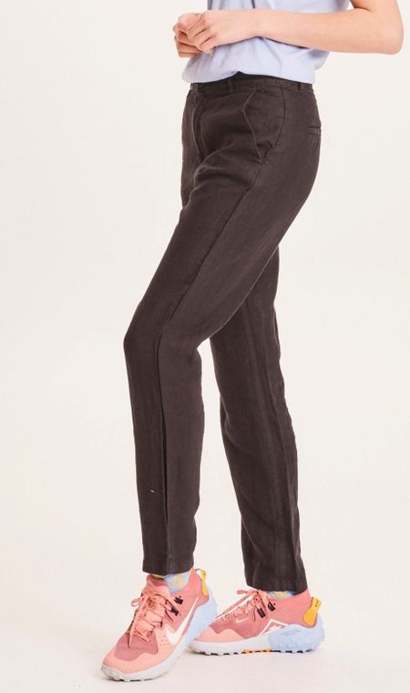 Pantalon ample noir en lin biologique - senna loose pants black jet, Knowledge Cotton Apparel, photo 3