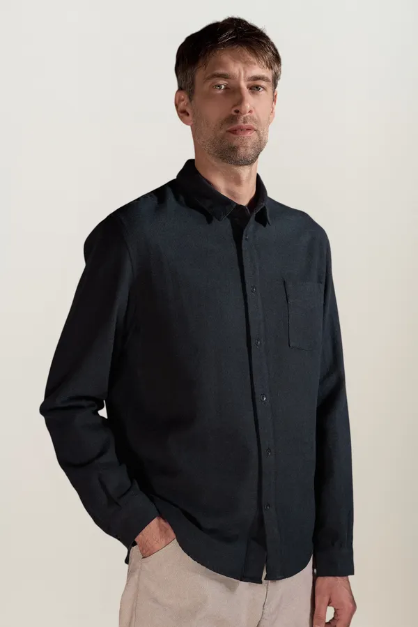 Chemise flanelle en coton bio | marine "Simon eco flannel cold navy", About Companions