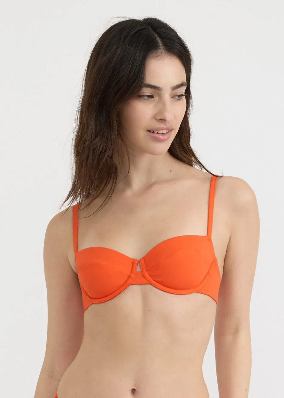 Haut de maillot en matières recyclées | orange "swim underwire bikini top - blood orange", Organic Basics, photo 1