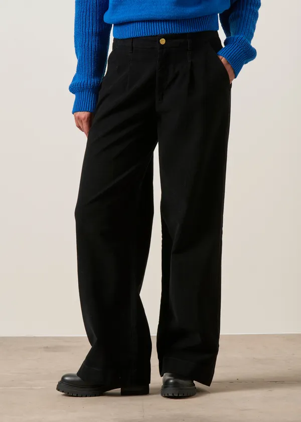 Pantalon velours côtelé droit en coton bio | noir "sorgin", SKFK