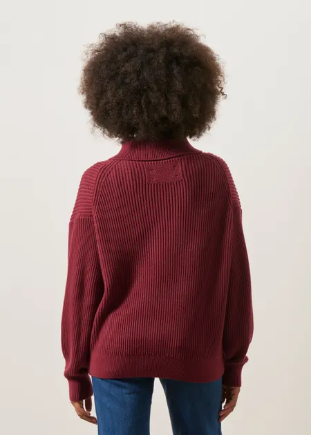 Pull camionneur en coton bio | bordeaux "Vanisé rib knit troyer - velvet red", Armedangels, photo 5