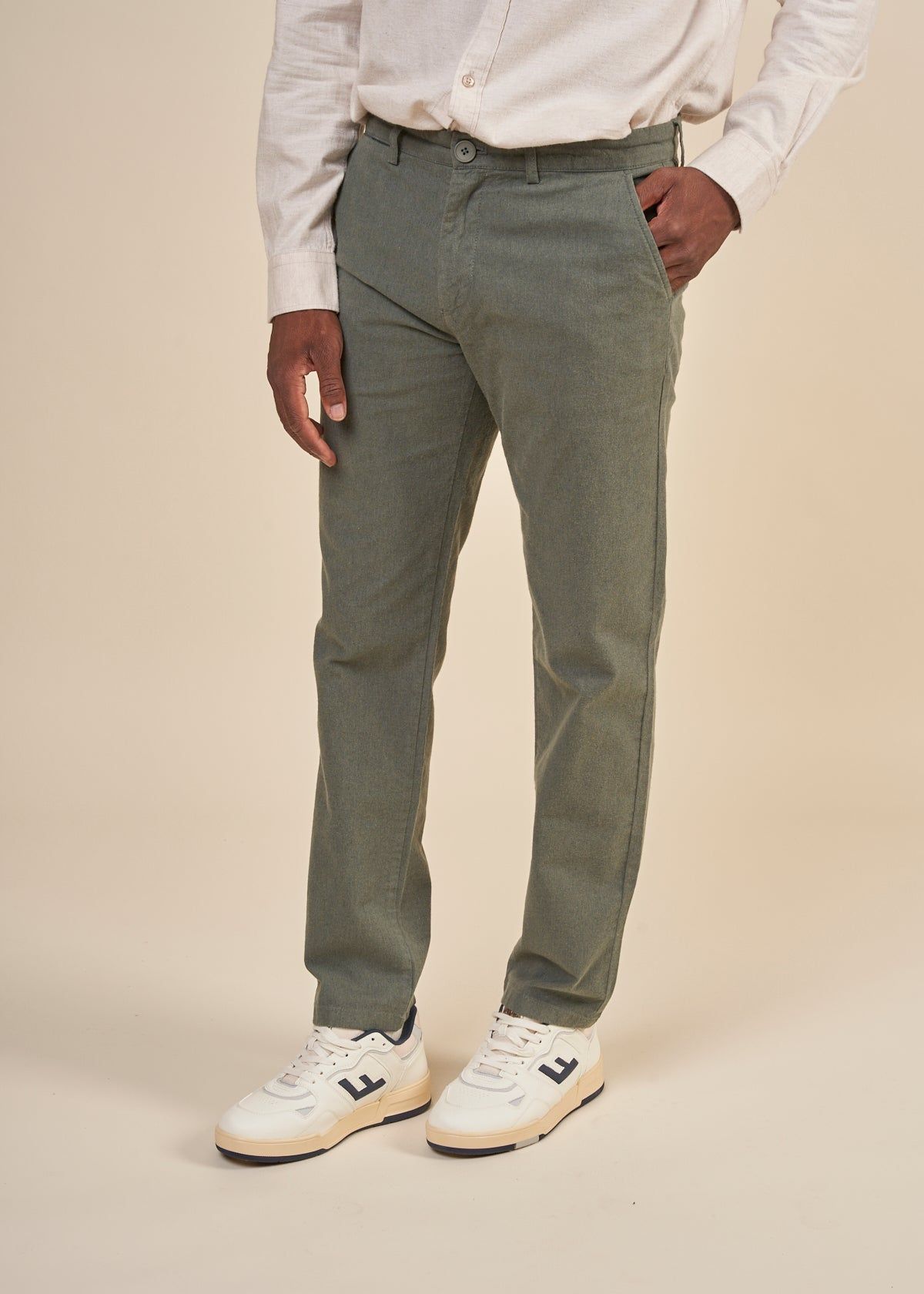 Chino en flanelle de coton bio | vert forêt "chuck flannel chino pants forrest night, Knowledge Cotton Apparel, photo 1