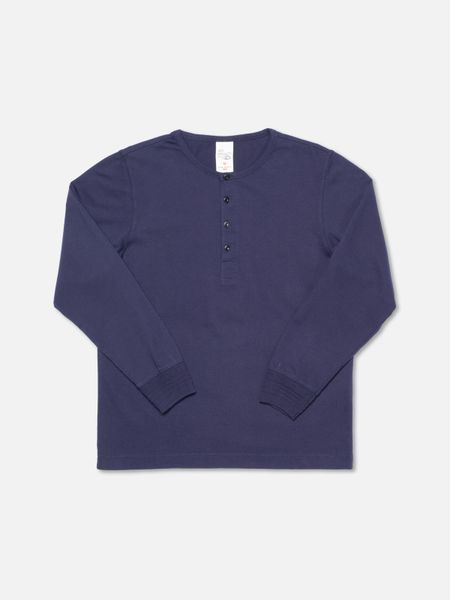 T-shirt manches longues en coton bio | bleu "ls henley - midnight"
