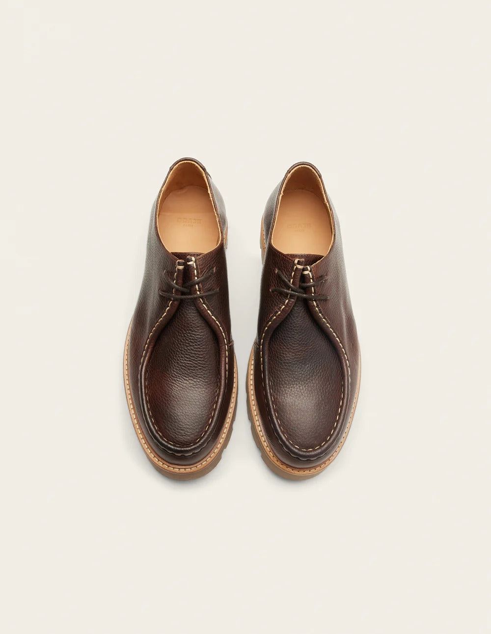 Derbys aus zertifiziertem Leder | Braun "gontran - pull-up grainé marron", Odaje ex M.Moustache, Foto 2