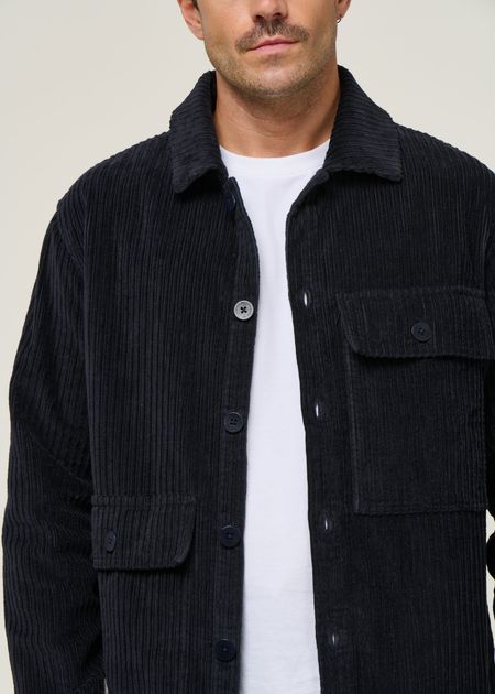 Veste velours en coton bio | marine "navy corduroy gabin shirt" - Thinking Mu