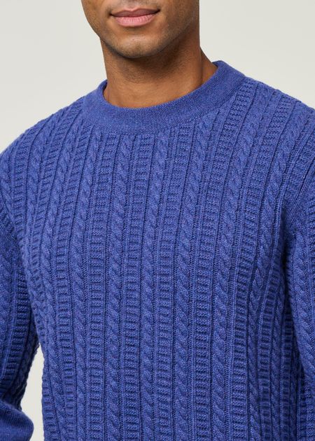 Pull torsadé en laine recyclée | bleu "joannis - abyss" - Bask in the Sun