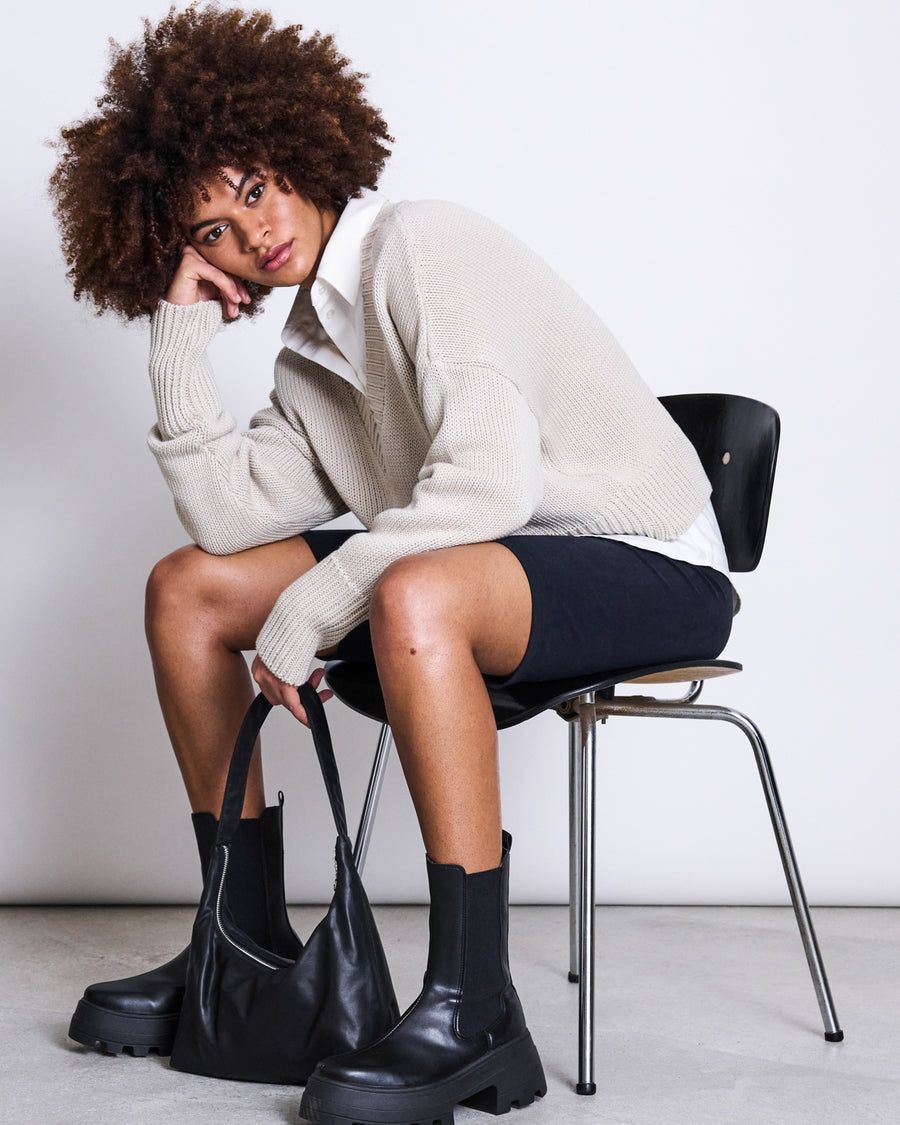 Pull oversize en coton bio | beige 