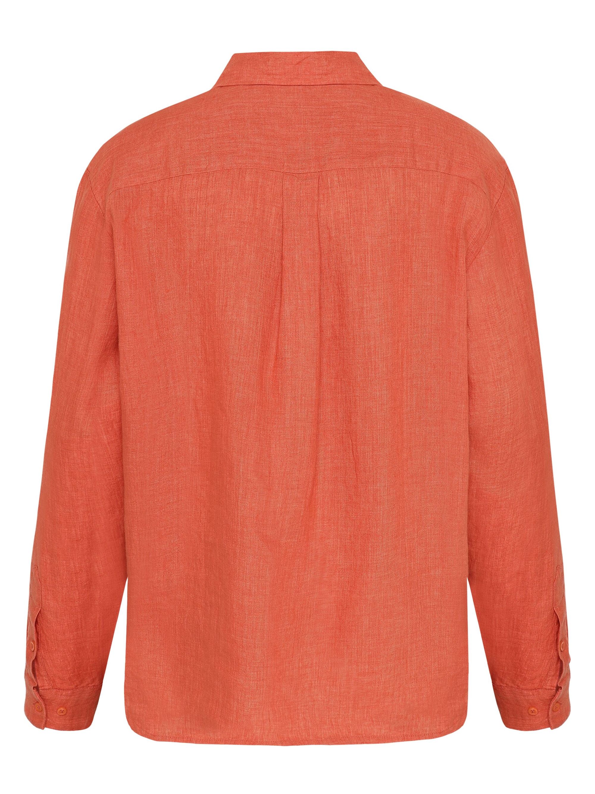Hemd aus Bio-Leinen | rot "loose linen long sleeved shirt - langoustino", Knowledge Cotton Apparel, Foto 3