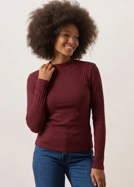 Sous-pull manches longues col montant en coton bio, WeDressFair