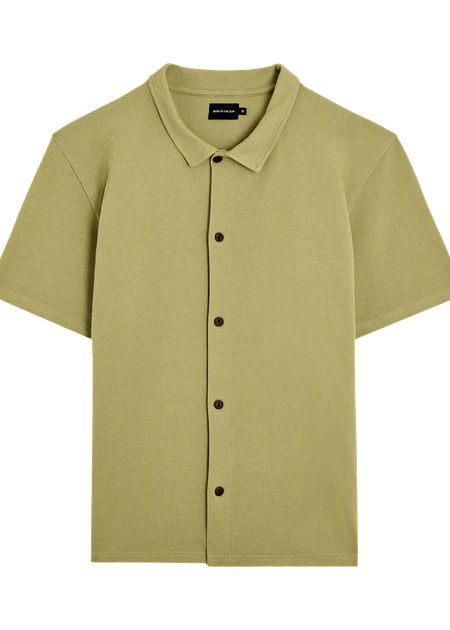 Chemise manches courtes en coton bio | vert "leikio - lichen"