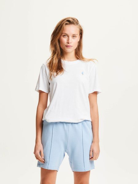 T-shirt blanc avec broderie en coton bio - slub icecream embroidery tee bright white